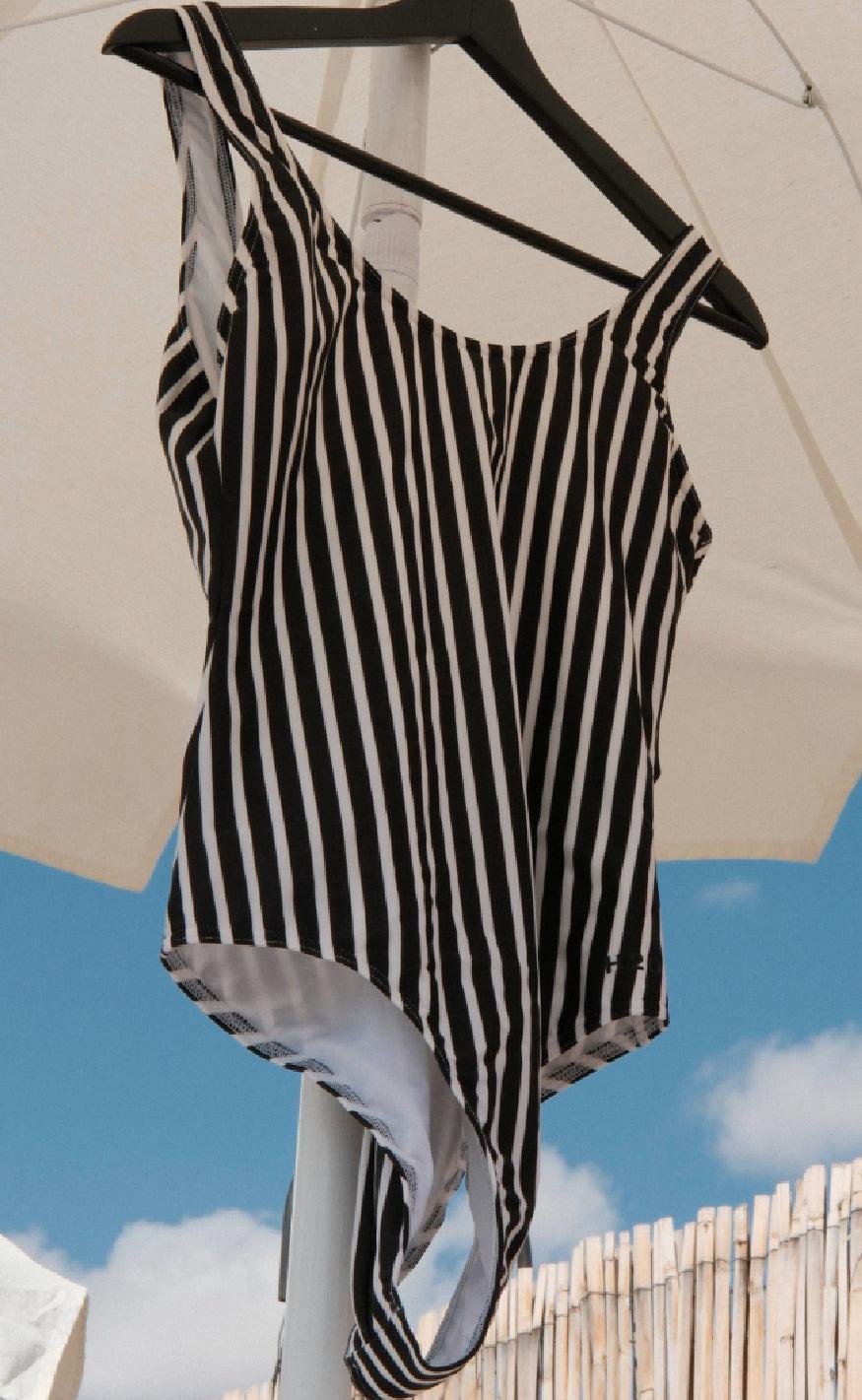 H2O Badedragt - Stripe Swim - Black